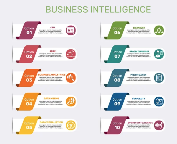 Vector Business Intelligence Infografik Vorlage Dazu Gehören Business Analytics Data — Stockvektor