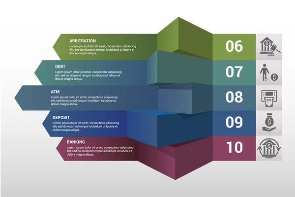 Vector Banking Infographic Template Inclusief Leasing Bankrekening Bond Arbitrage Anderen — Stockvector