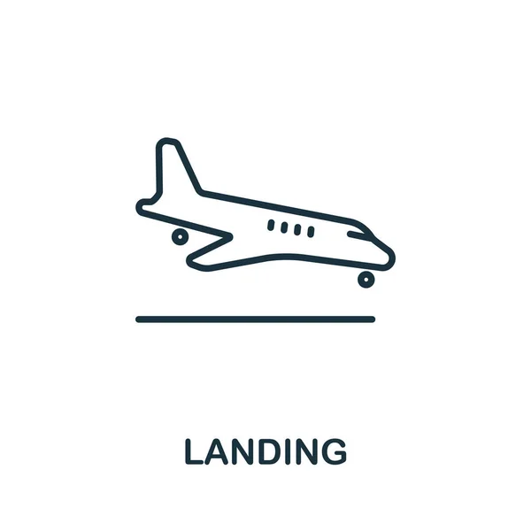 降落图标从机场收集 用于模板 网页设计和信息图形的简单行登陆图标 — 图库矢量图片