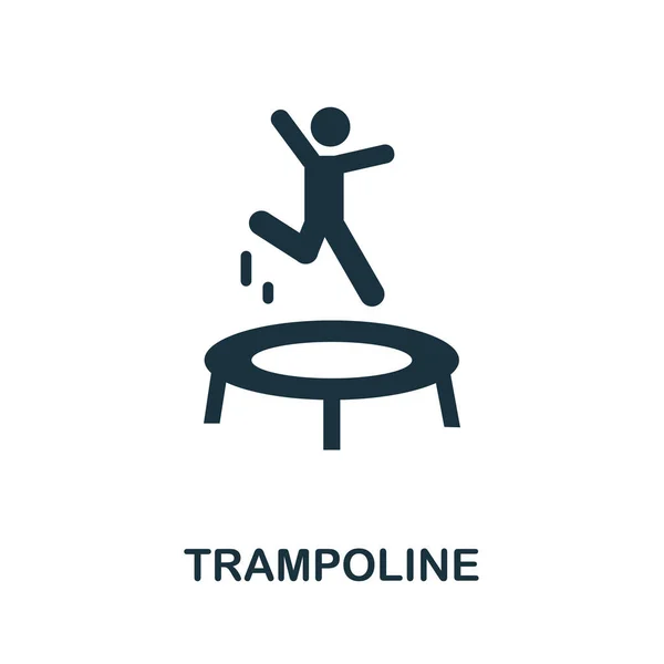 Trambolin ikonu. Lunapark koleksiyonundan basit bir çizim. Web tasarımı, şablonlar ve bilgi grafikleri için tek renkli trambolin simgesi.