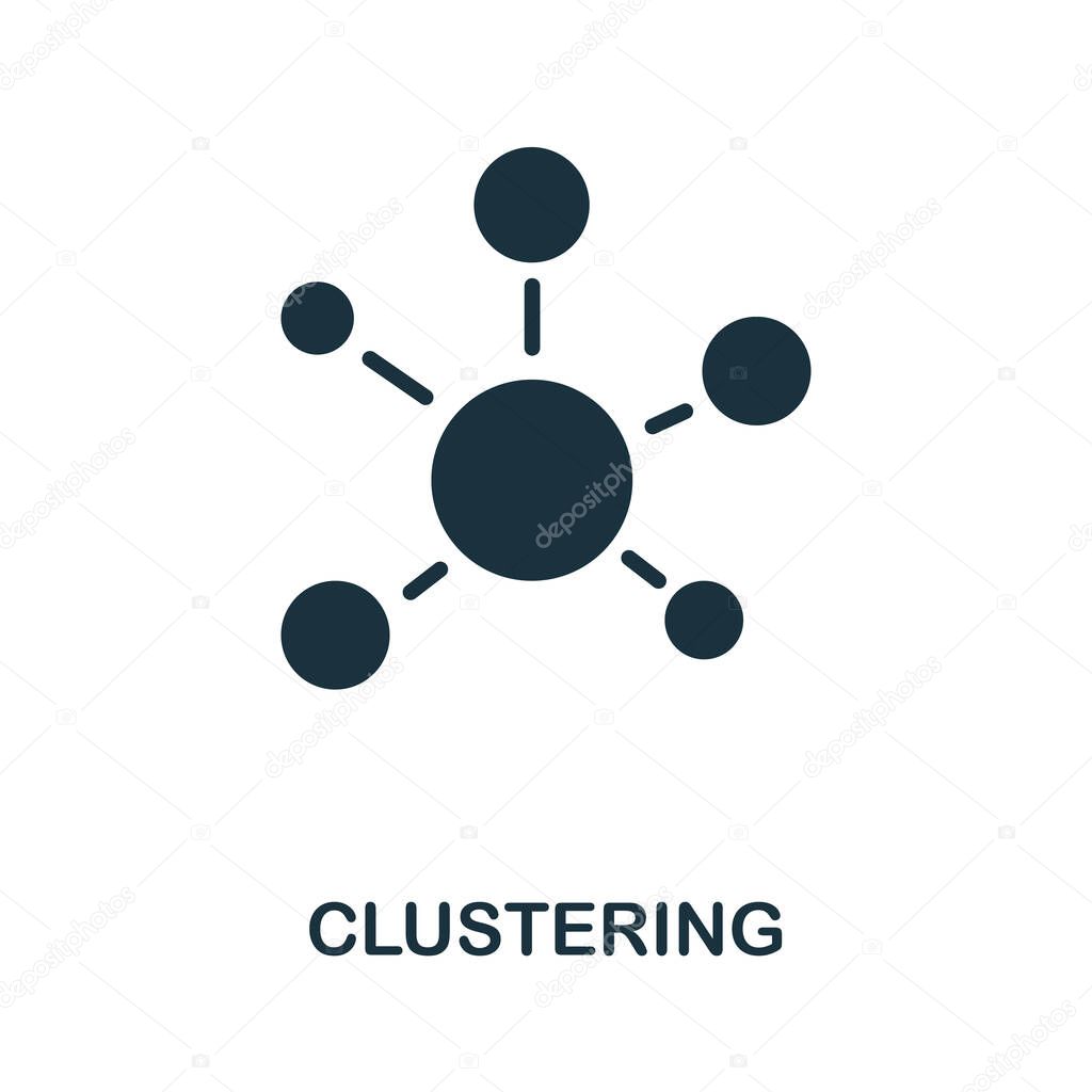 Clustering thin line icon. Creative simple design from artificial intelligence icons collection. Outline clustering icon for web design and mobile apps usage.