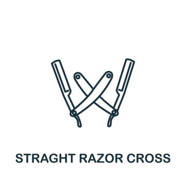 Berber dükkanından Razors Cross ikonu. Basit çizgi ögesi düz ustura şablonlar, web tasarımı ve bilgi grafikleri için çapraz sembol.