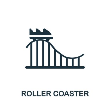 Hız treni ikonu. Lunapark koleksiyonundan basit bir çizim. Web tasarımı, şablonlar ve bilgi grafikleri için monokrom Roller Coaster simgesi.