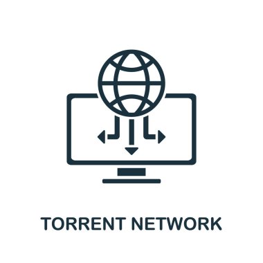 Yasaklı internet koleksiyonundan Torrent Network simgesi. Şablonlar, web tasarımı ve bilgi grafikleri için Torrent Ağı simgesi.