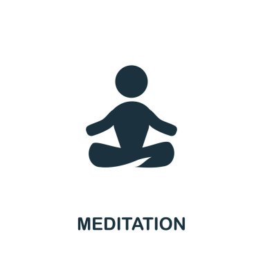 Meditasyon ikonu. Biyohack koleksiyonundan basit bir illüstrasyon. Web tasarımı, şablonlar, bilgi grafikleri için yaratıcı meditasyon simgesi.