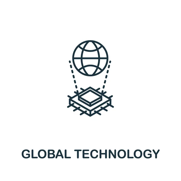 Ikona Globalnej Technologii Kolekcji Sztucznej Inteligencji Prosta Ikona Global Technology — Wektor stockowy