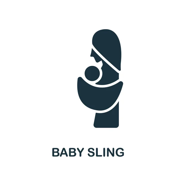Icono Baby Sling Ilustración Simple Colección Alimentación Del Bebé Monocromo — Vector de stock