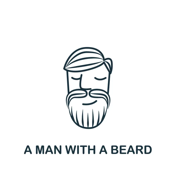Ein Mann Mit Bart Aus Der Friseursalon Kollektion Einfaches Linienelement — Stockvektor