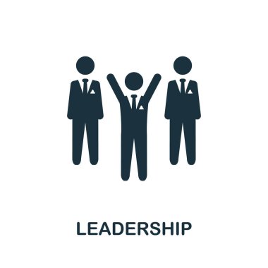Liderlik ikonu. İş yönetimi koleksiyonundan basit bir illüstrasyon. Web tasarımı, şablonlar ve bilgi grafikleri için tek renkli liderlik simgesi.