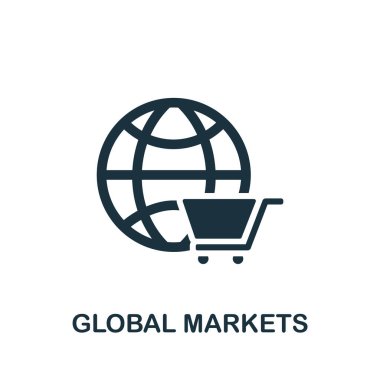 Global Market simgesi. İş organizasyonu koleksiyonundan basit bir illüstrasyon. Web tasarımı, şablonlar ve bilgi grafikleri için tek renkli Global Market simgesi.