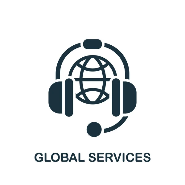 Ikona Usług Globalnych Prosta Ilustracja Kolekcji Organizacji Biznesowych Monochromatyczna Ikona — Wektor stockowy