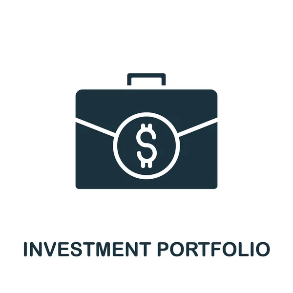 포트폴리오 아이콘 삽화입니다 Monochrome Investment Portfolio Icon Web Design Template — 스톡 벡터