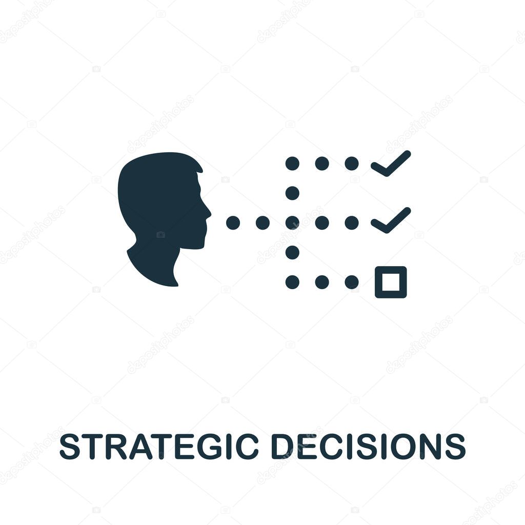 Strategic Decisions icon. Simple illustration from business management collection. Monochrome Strategic Decisions icon for web design, templates and infographics.