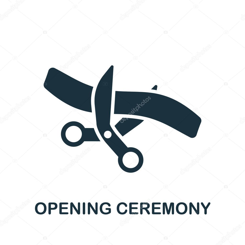 Opening Ceremony icon. Simple illustration from business organization collection. Monochrome Opening Ceremony icon for web design, templates and infographics.