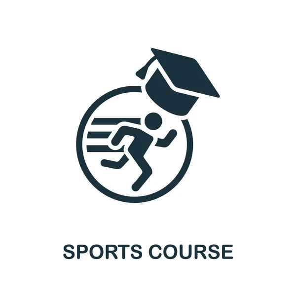 Spor kursu ikonu. Çevrimiçi kurs koleksiyonundan basit illüstrasyon. Web tasarımı, şablonlar ve bilgi grafikleri için tek renkli spor kursu simgesi.