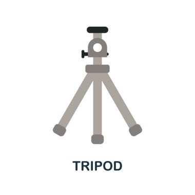 Tripod simgesi. Blog koleksiyonundan basit bir illüstrasyon. Web tasarımı, şablonlar ve bilgi grafikleri için tek renkli Tripod simgesi.