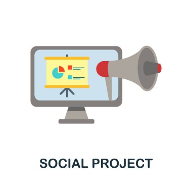 Sosyal Proje simgesi. Blog koleksiyonundan basit bir illüstrasyon. Web tasarımı, şablonlar ve bilgi grafikleri için tek renkli Sosyal Proje simgesi.