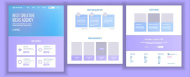 Web sitesi şablonu vektör. Sayfa iş açılış. Web sayfası. Duyarlı tasarım arayüzü. Beyin fırtınası iletişim. Yaratıcılık inşaat. Şık yaratıcılık. İllüstrasyon