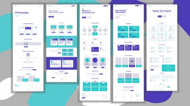 Web sitesi şablonu vektör. Sayfa iş projesi. Alışveriş Online açılış Web sayfası. Yöneticisi toplantı. Şirket kavramı. Çevrimiçi teknik destek. Tasarım evrim sistemi. İllüstrasyon