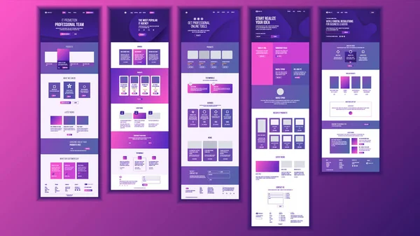 Wektor główny strony sieci Web. Witryny firm na ekranie. Szablon do lądowania. Idea innowacji. Inżynier urządzenia. Górnictwo ceny. Sprawozdanie z postępu prac. Ilustracja — Wektor stockowy