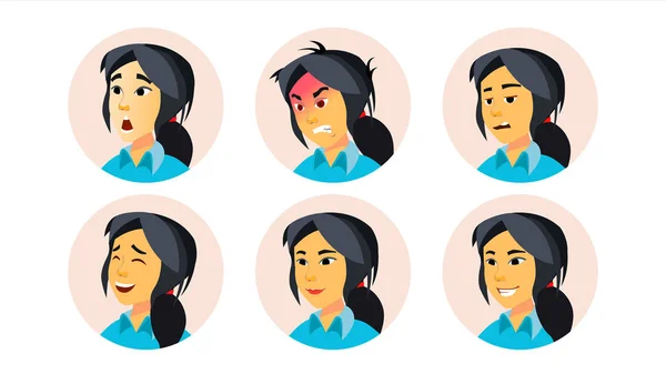Διάνυσμα γυναίκα εικονίδιο avatar. Πρόσωπο του χρήστη. Μοντέρνα εικόνα. Ασιατική, Κινέζικα, Κορεάτικα. Επίπεδη καρτούν εικονογράφηση χαρακτήρων — Διανυσματικό Αρχείο