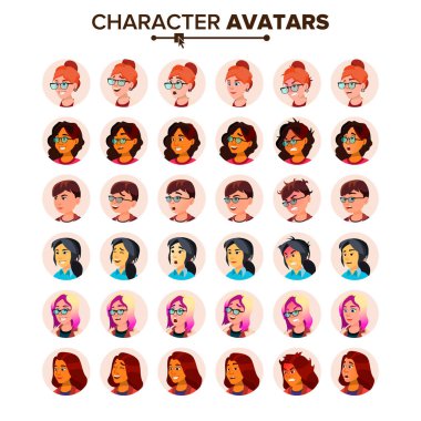 Avatar simge kadın vektör. Varsayılan yer tutucu. Renkli üye. Çizgi film karakteri illüstrasyon