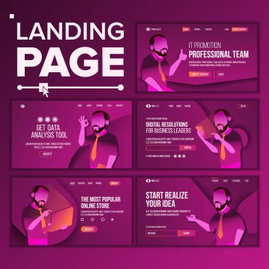 Modern açılış sayfası kavramı vektör. Mağaza. Online alışveriş. Yaratıcı bir fikir. İş Coworking. Office yatırım Web sayfası. Ana Web sitesi sayfası tasarımı. Tüketim şablon çizimi