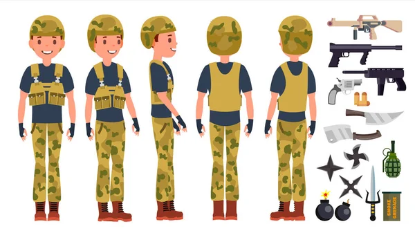 Asker Erkek Vektör Teşkil Etmektedir Siluet Farklı Teşkil Etmektedir Oynuyor — Stok Vektör