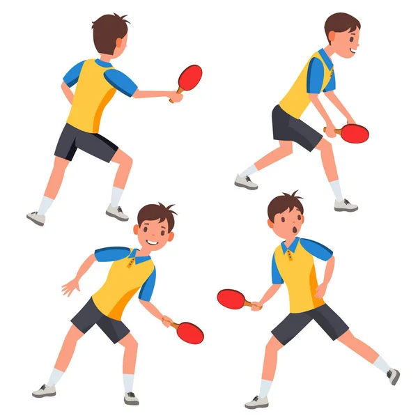 Jogador de Tênis de Mesa Masculino Vector. Em Ação. Torce a bola. Ping Pong. Desenhos animados Personagem Ilustração —  Vetores de Stock
