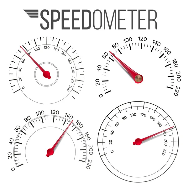 Speedometer Set Vector. Car Abstract Console Gauge Tachometer. Tachometer. For Transportation, Racing Design. Illustration — Stock Vector