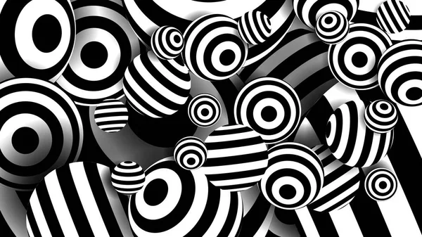 Balls Black Lines Vector. Illusion optique rayée. Lignes blanches et noires. Illustration résumé — Image vectorielle