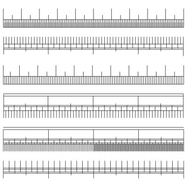 Size Indicator Set Vector. Black Horizontal Measure. Ruler Graduation. Different Unit Distances. Isolated Illustration clipart
