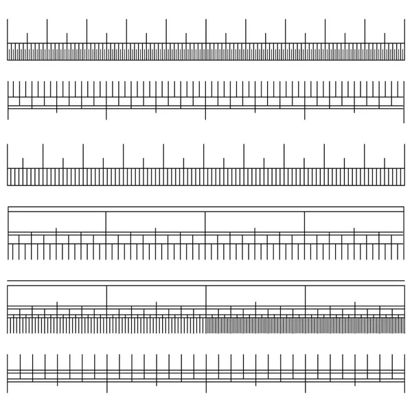 Size Indicator Set Vector. Black Horizontal Measure. Ruler Graduation. Different Unit Distances. Isolated Illustration