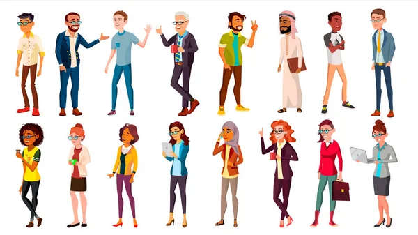 Vector de conjunto de personas multinacionales. Multitud de personas. Hombres, mujeres. Business Human. Países diferentes. Ilustración aislada — Vector de stock