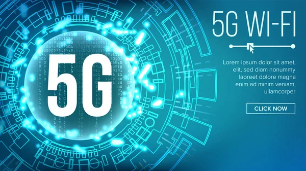 5g Wi-Fi standardní pozadí vektor. Telekomunikace. Bezdrátová síť. Wi-Fi připojení k Internetu. Budoucí technologie ilustrace — Stockový vektor