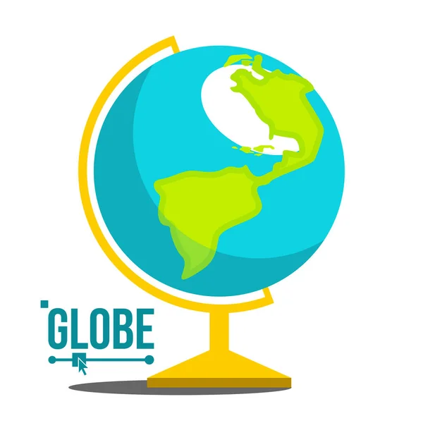 School Globe Icon Vector. Geography Earth Sphere Sign. Cartography Model. Travel Object. Isolated Flat Cartoon Illustration — Stock Vector