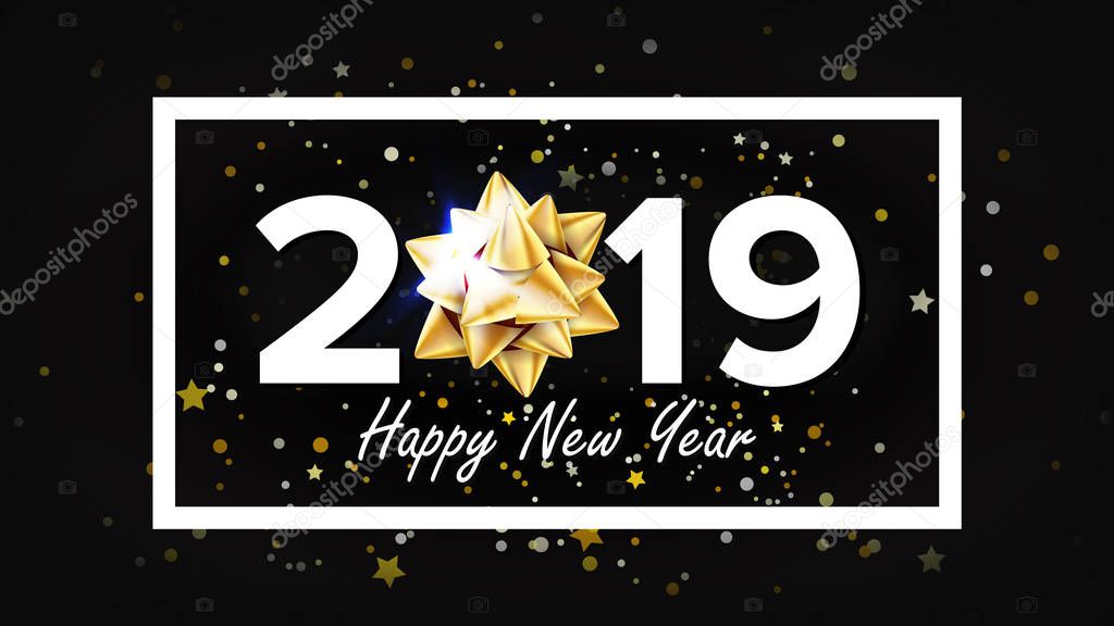 2019 Happy New Year Background Vector. Greeting Card Design Template. Christmas. Illustration