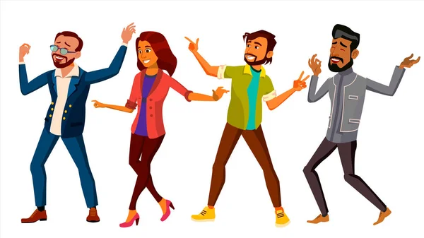 Tanzende Menschen setzen Vektor. aktive Frau, Mann. Wichtiges Ereignis. isolierte flache Cartoon-Illustration — Stockvektor
