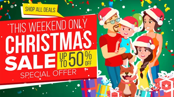 Vendita di Natale Banner Vector. Offerta speciale. Annuncio delle vacanze. Illustrazione — Vettoriale Stock