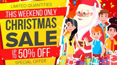 Noel satış Banner vektör. Kapalı 50 indirim. Özel Fırsat satışı büyük başlığı. İllüstrasyon