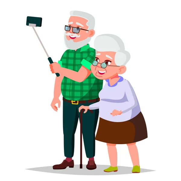 Ältere Paare Vektor. Opa mit Großmutter. Gesellschaftskonzept. Seniorenpaar. europäisch. isolierte flache Cartoon-Illustration — Stockvektor