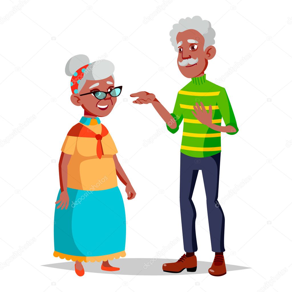 Elderly Couple Vector. Modern Grandparents. Elderly Family. Grey-haired Characters. Isolated Flat Cartoon Illustration