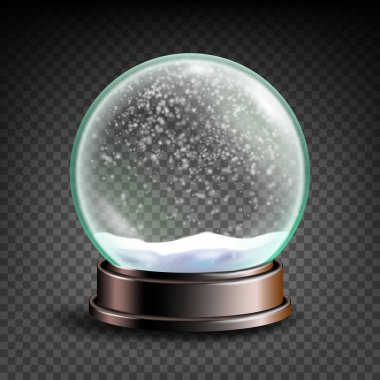 Noel Snowglobe vektör. Küre top. Kristal cam boş top. Saydam arka plan. Gerçekçi illüstrasyon