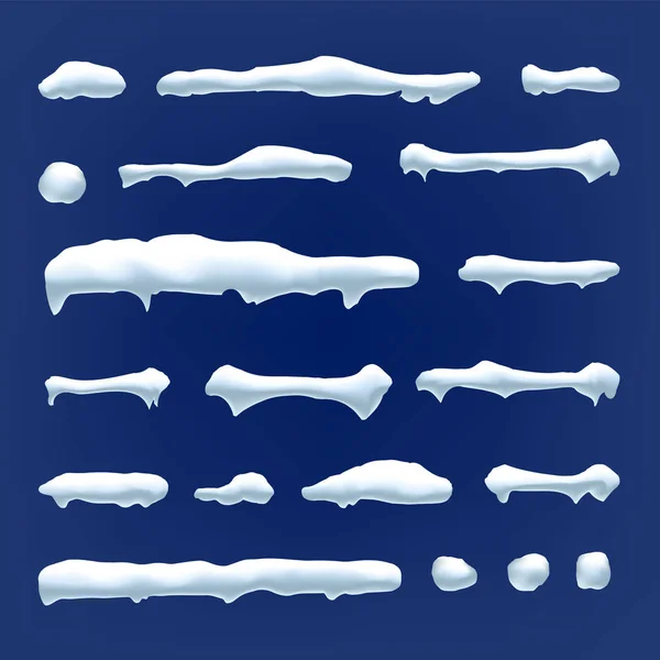 Snow Drift Vector. Snowballs, Snowdrift. New Year Winter Ice Element. Realistic Snow Caps. Isolated Illustration — Stock Vector