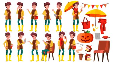 Genç kız Set vektör teşkil etmektedir. Güzellik, yaşam tarzı. Web, Poster, kitapçık tasarımı için. İllüstrasyon izole karikatür