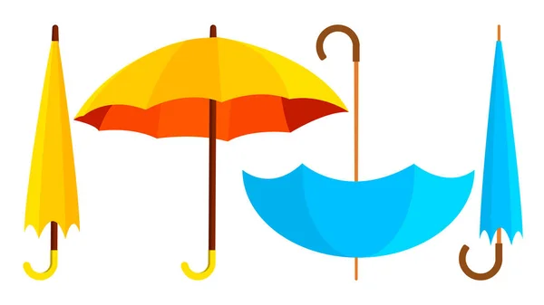 Umbrella Icon Vector. Opened And Closed. Autumn Rain Concept. Isolated Cartoon Illustration — Stock Vector