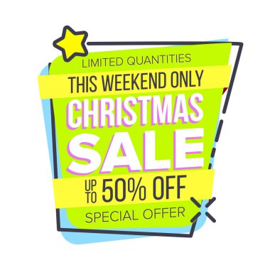Noel büyük satış etiket vektör. Reklam için şablon. Etiket, özel teklif afiş indirim. Promo simgesi. İzole illüstrasyon