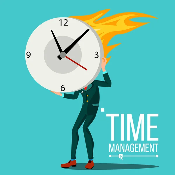 Time Management ember vektor. Munka folyamat szervezése. Szabad idő. Üzleti illusztráció — Stock Vector