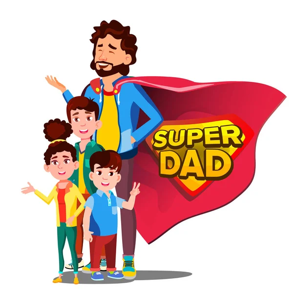 Super-Papa-Vektor. Vatertag. Schildabzeichen. isolierte flache Cartoon-Illustration — Stockvektor