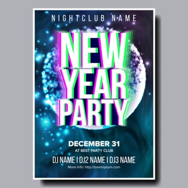2019 parti el ilanı Poster vektör. Yeni Yılınız Kutlu Olsun. Müzik gece kulübü etkinliği. Dans olay tebrik. Tasarlamak